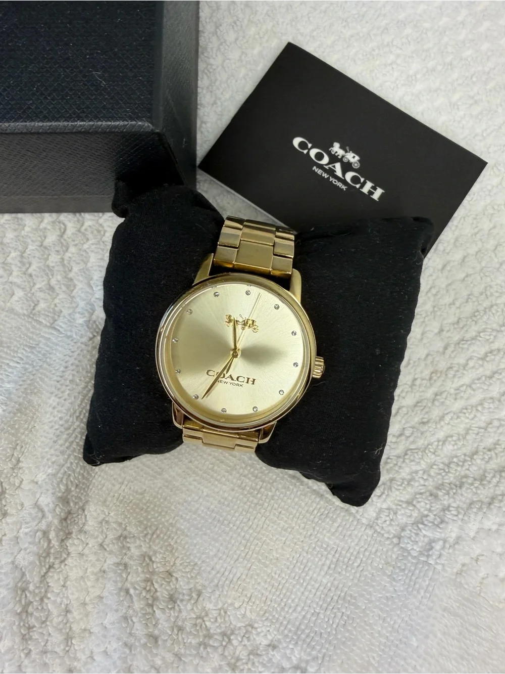 Coach Gold Tone Women's Watch bracket watch with box champagne